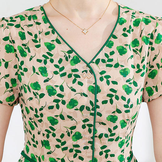 简约碎花中长款，时尚大码雪纺裙QYM-FL-C8839-L 商品图3