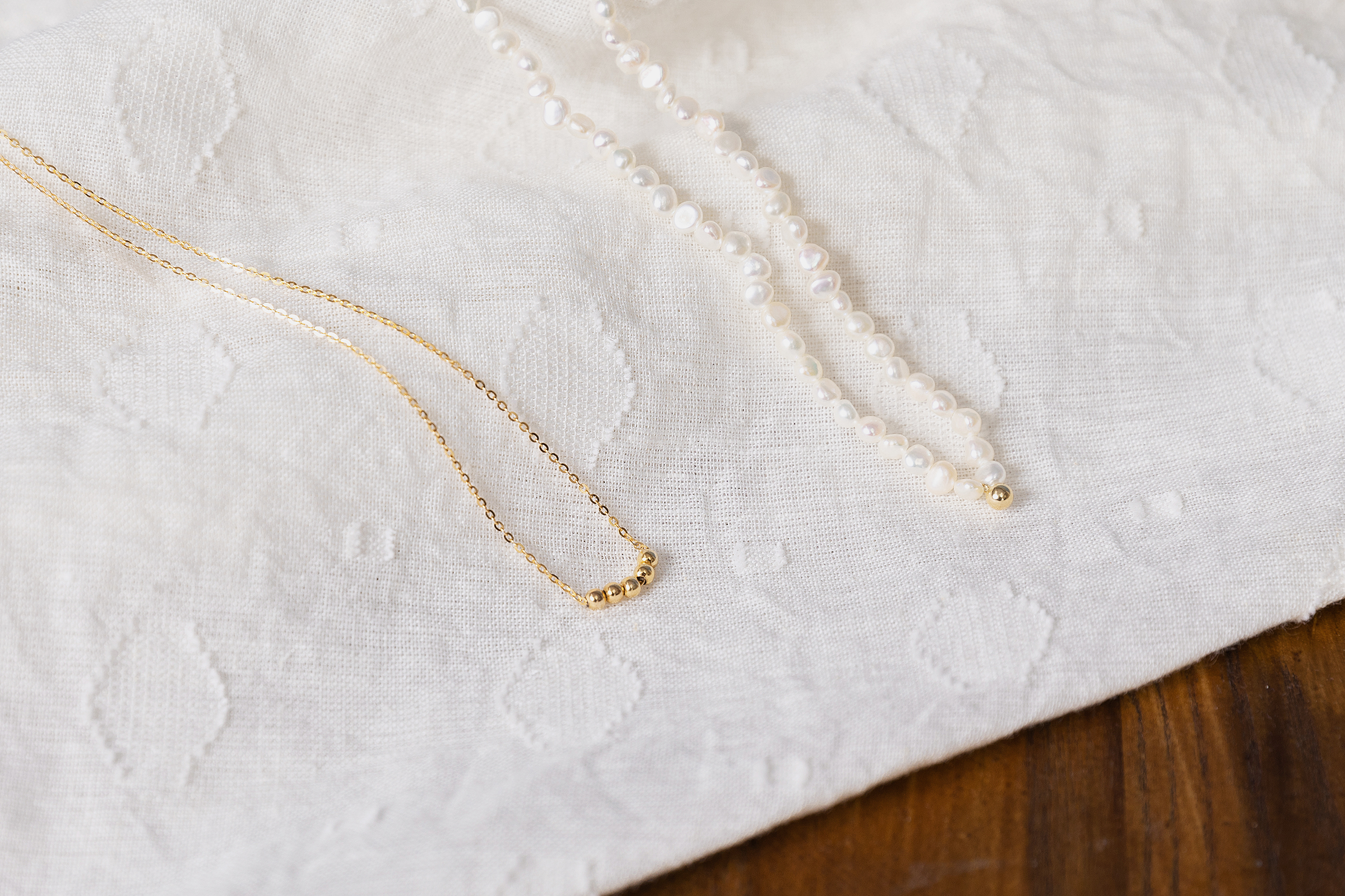 珍珠系列~~巴洛克珍珠18k金豆（一颗）项链/18k的金豆项链（ 调节球 5颗 ）可叠戴-