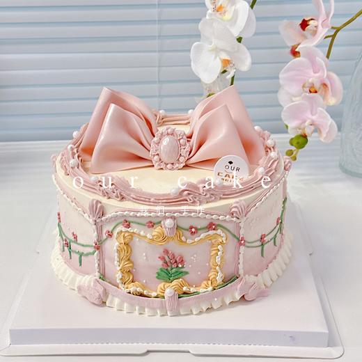 宫廷风洛丽塔粉色蝴蝶结微加高蛋糕-低糖处理无添加 商品图1