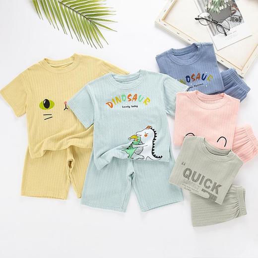 【两件套】韩版中大童短袖男女童春夏卡通学生套装儿童七分裤宽松 商品图3