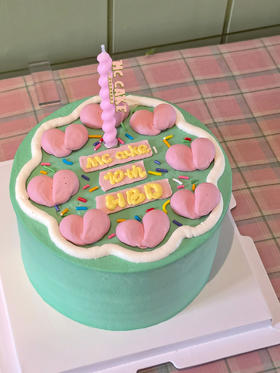 粉色爱心手绘蛋糕