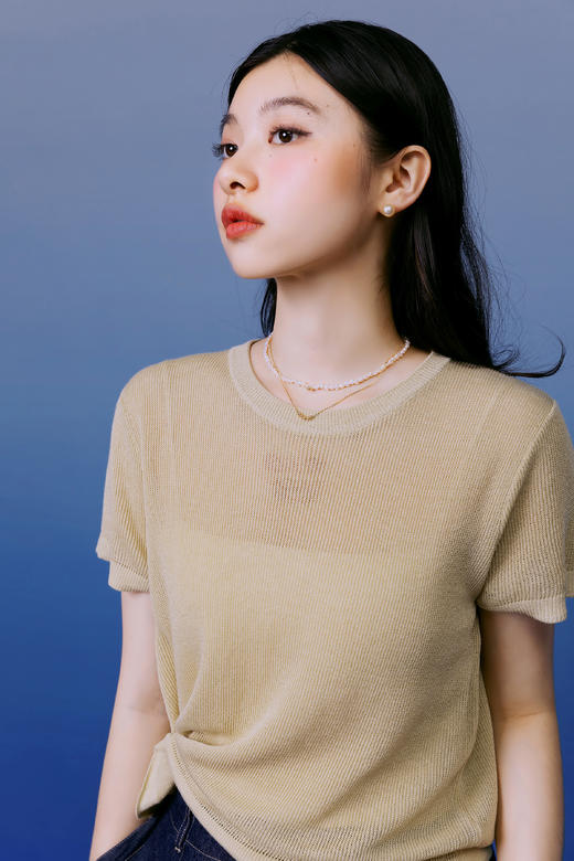 珍珠系列~~巴洛克珍珠18k金豆（一颗）项链/18k的金豆项链（ 调节球 5颗 ）可叠戴- 商品图2