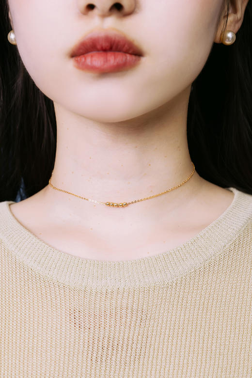 珍珠系列~~巴洛克珍珠18k金豆（一颗）项链/18k的金豆项链（ 调节球 5颗 ）可叠戴- 商品图6