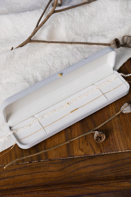 珍珠系列~~巴洛克珍珠18k金豆（一颗）项链/18k的金豆项链（ 调节球 5颗 ）可叠戴- 商品图9