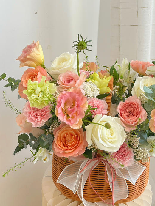 花艺 馨悦桃色系花篮 商品图1