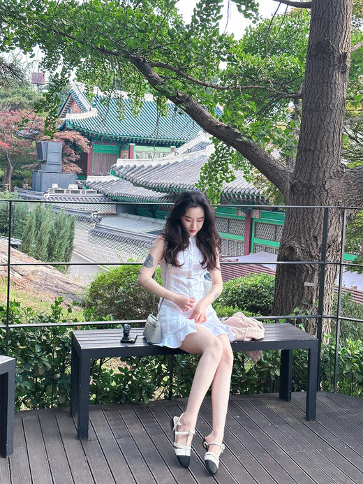 DUO智仙生 芭比系列聪明感学院派白色衬衫花边连衣裙 商品图4