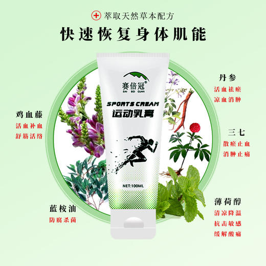 赛倍冠官方正品 现货速发小绿管运动热身膏氨糖软骨素修复膝盖关节拉伤跑步激活肌肉 商品图1