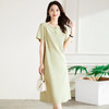 【多色可选】罗蒙夏季短袖连衣裙女士长款休闲百搭宽松收腰日常简约棉质裙子女 商品缩略图5