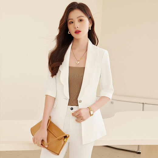 夏季设计感后开叉五分袖薄款小西服套装XZ-qy876 商品图6