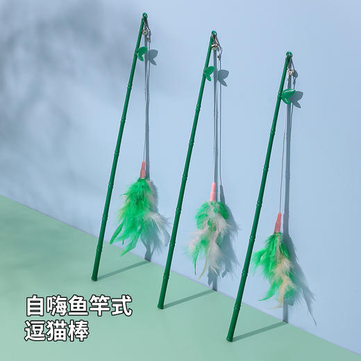 竹节逗猫棒羽毛逗猫棒可拆卸替换头 猫咪玩具 商品图0