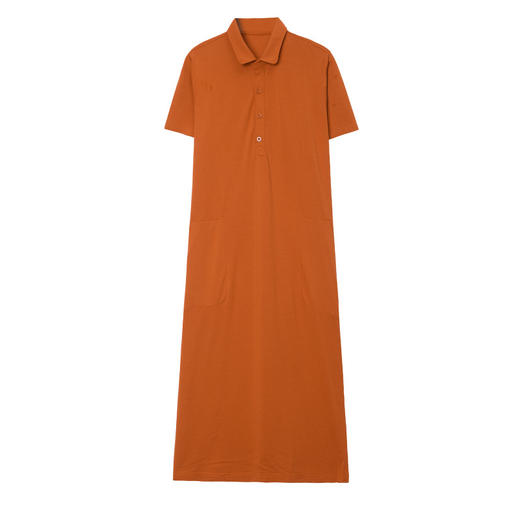 休闲polo领连衣裙夏季长裙子宽松全棉遮臀长款t恤裙CC-8920 商品图4