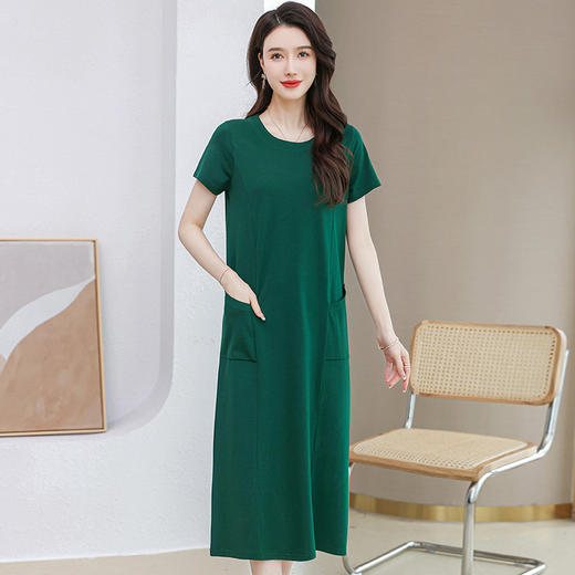 休闲polo领连衣裙夏季长裙子宽松全棉遮臀长款t恤裙CC-8920 商品图3