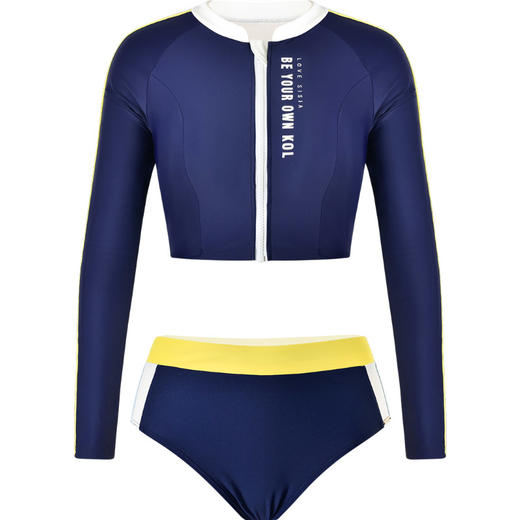 sisia2023新款泳衣女夏时尚撞色性感长袖防晒冲浪运动分体泳衣 商品图4