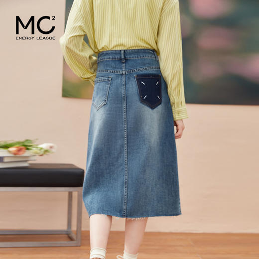 女装开扣前片开叉中长款牛仔半裙-7029Q3231511 商品图3