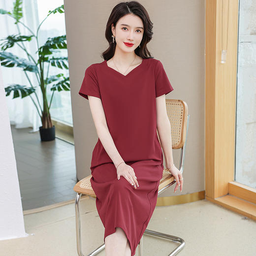 休闲polo领连衣裙夏季长裙子宽松全棉遮臀长款t恤裙CC-8920 商品图5