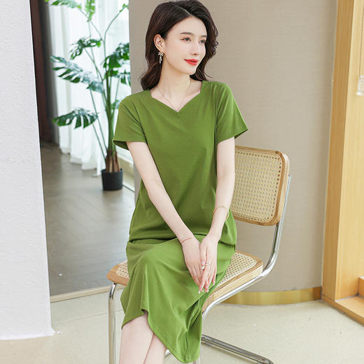 休闲polo领连衣裙夏季长裙子宽松全棉遮臀长款t恤裙CC-8920 商品图7