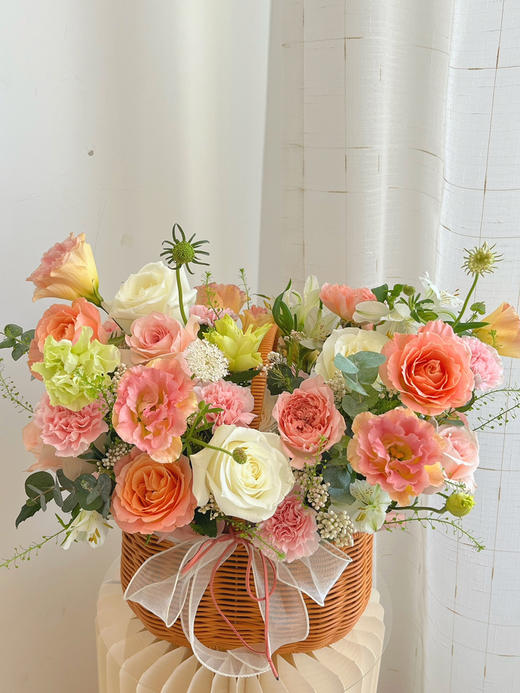 花艺 馨悦桃色系花篮 商品图0