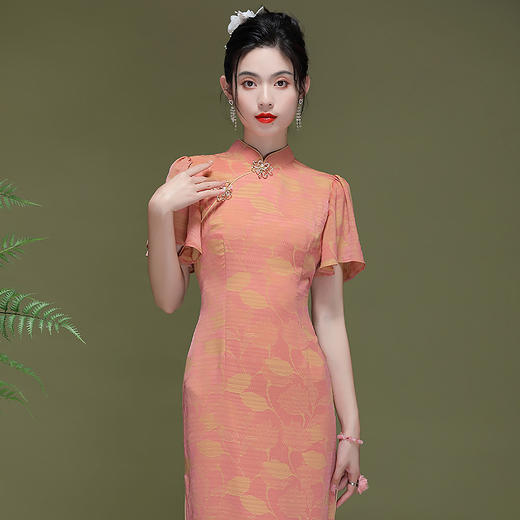 新款荷叶袖改良旗袍连衣裙 OY230188 商品图2