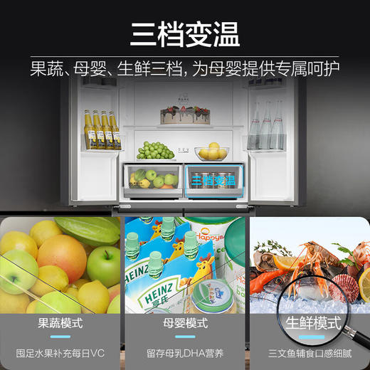 海尔（Haier）500升星蕴系列十字对开双开门四开门家用电冰箱超薄一级能效母婴超大容量BCD-500WLHTD78SMU1 商品图3