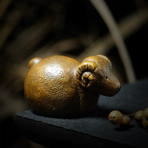 西泠印社 卧羊书镇摆件铜镇尺创意实心书法国画镇纸笔搁尺压纸中国风国画文房四宝纸镇铜文房 商品图3