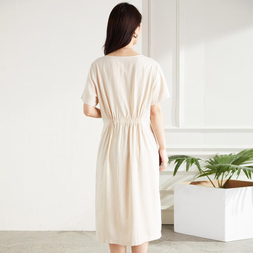 【多色可选】罗蒙夏季短袖连衣裙女士长款休闲百搭宽松收腰日常简约棉质裙子女 商品图4