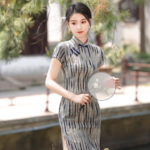 条纹棉麻新中式旗袍小个子日常少女气质连衣裙YG2250 商品图2