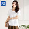 罗蒙夏季薄款圆领短袖T恤女士休闲百搭抽绳收腰个性休闲套头弹力T恤 商品缩略图6