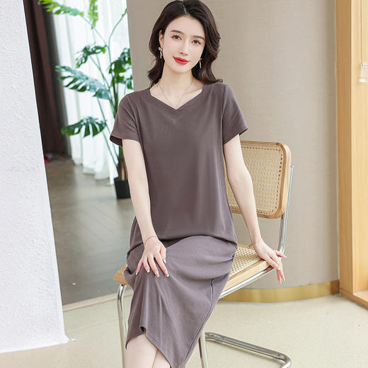 休闲polo领连衣裙夏季长裙子宽松全棉遮臀长款t恤裙CC-8920 商品图8