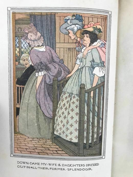 工坊特装本！1898年 戈德史密斯《威克菲尔德牧师》 12幅彩色插图 真皮精装32开 商品图4