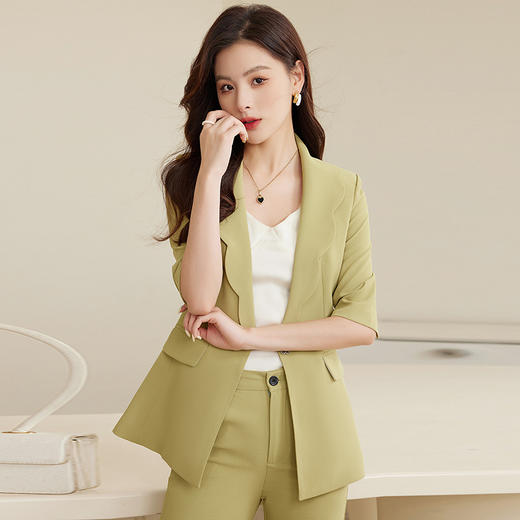 夏季设计感后开叉五分袖薄款小西服套装XZ-qy876 商品图0