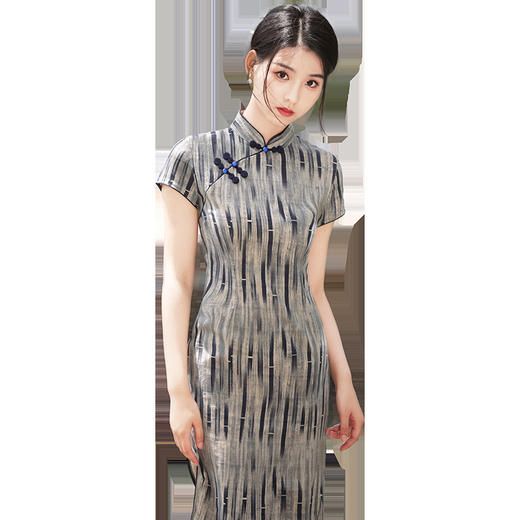 条纹棉麻新中式旗袍小个子日常少女气质连衣裙YG2250 商品图4