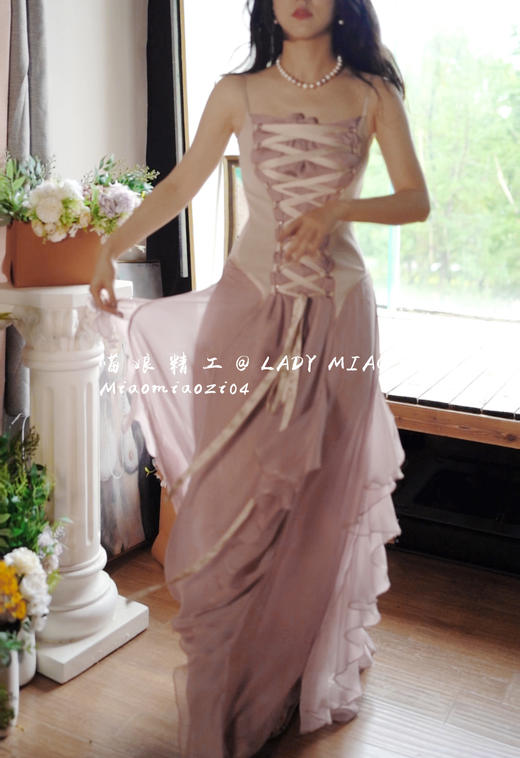 #1313【复团】1313_M06《戛纳阳台》Bella同款复古绑带连衣裙 商品图8