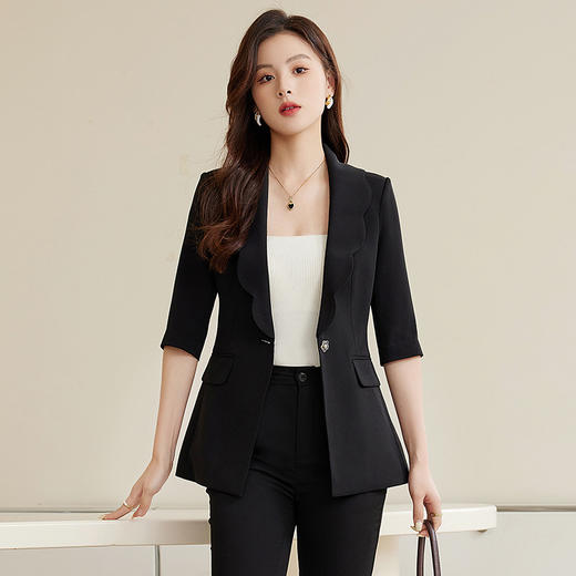 夏季设计感后开叉五分袖薄款小西服套装XZ-qy876 商品图3