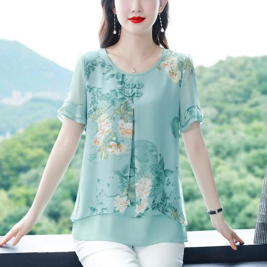 KQL C22N2301雪纺上衣时尚百搭遮肚妈妈装小衫 商品图1