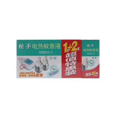 枪手无味电热蚊香液45ml*2+直插加热器套装 商品图0