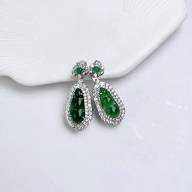 S925碧玉吊坠-花扣全包四季豆