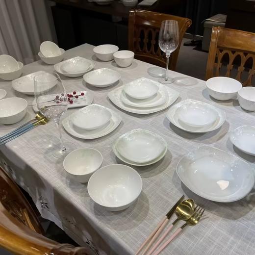 HANKOOK韩国进口骨瓷餐具绿色婚纱6人组釉下彩饭碗小蝶深盘汤碗 商品图0