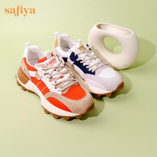 Safiya/索菲娅 2023秋季新品新潮复古拼色运动休闲厚底增高阿甘鞋运动鞋 SF33112141 商品图1