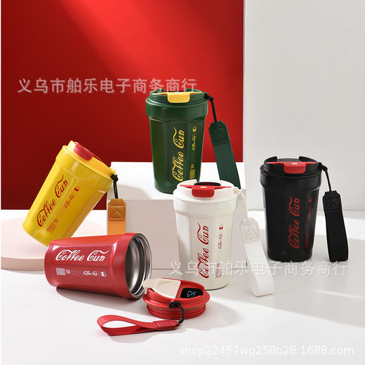 高颜值智能显温304不锈钢咖啡杯保温杯车载便携随手杯冰可乐水杯 商品图1