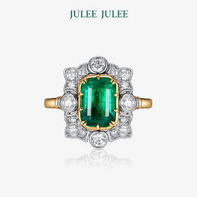 JULEEJULEE茱俪 18K黄金+白金祖母绿戒指 手寸：13#