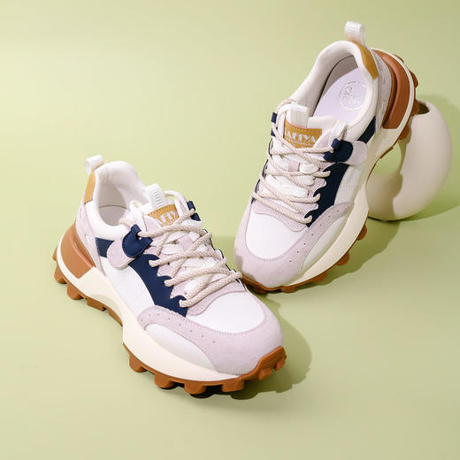 Safiya/索菲娅 2023秋季新品新潮复古拼色运动休闲厚底增高阿甘鞋运动鞋 SF33112141 商品图5