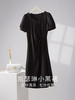 【专属特价】熙世界围裹式收腰系带连衣裙女2025夏新款显瘦中长裙赫本风小黑裙 商品缩略图4