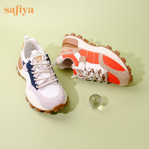 Safiya/索菲娅 2023秋季新品新潮复古拼色运动休闲厚底增高阿甘鞋运动鞋 SF33112141 商品图9