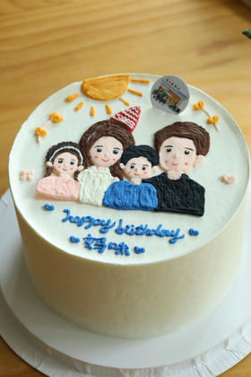 手绘温馨一家四口