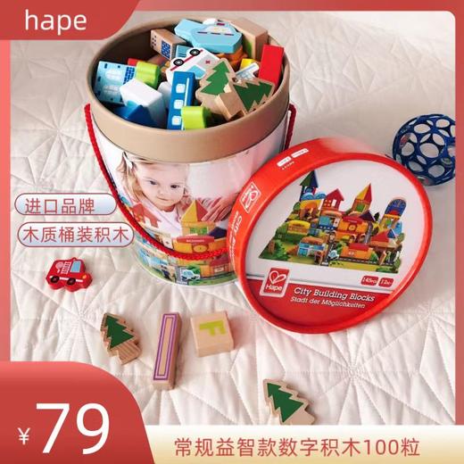 Hape100粒双面字母数字积木桶木质拼装创意宝宝早教儿童益智玩具 商品图1