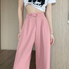 时尚女性必备，春夏新款双扣高腰垂感休闲西装裤，配以窄版阔腿设计，展现迷人曲线。轻盈薄款，自带气质，拖地薄款直筒裤子女，舒适透气，非常适合各种场合穿着！ 商品缩略图0