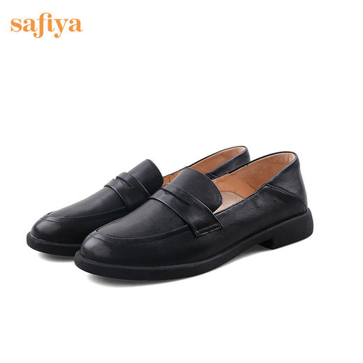 Safiya/索菲娅 2025新品英伦低跟真皮一脚蹬休闲软底乐福鞋SFD1112030 商品图4