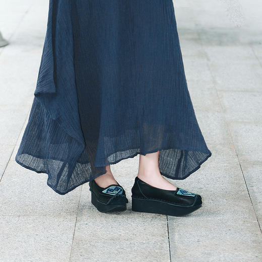 待春晖牛皮绣花厚底鞋/现货 商品图1