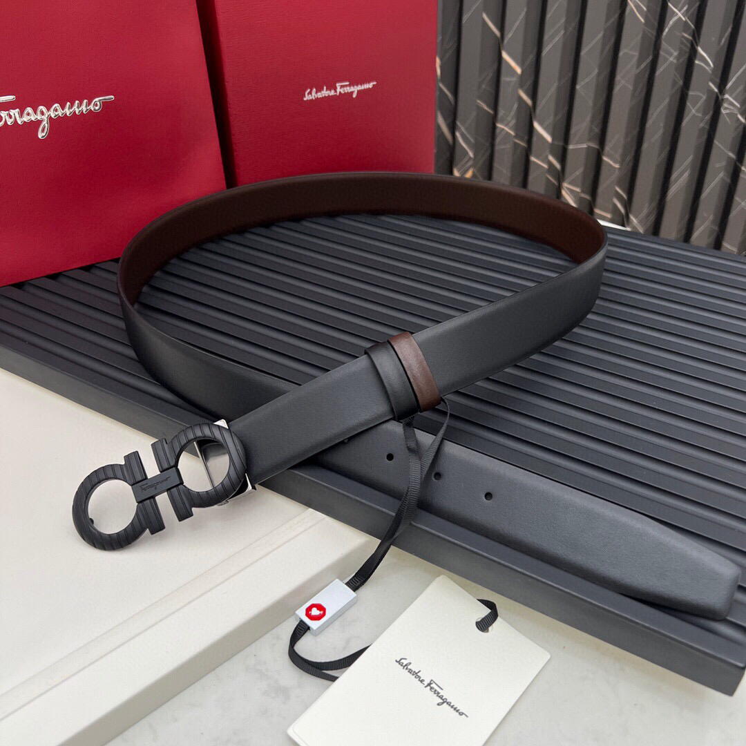 夏季特惠💰350 菲拉格慕男士腰带 精品铜扣 带身宽3.4cm 款式大方 上身效果时尚 码数可以裁剪