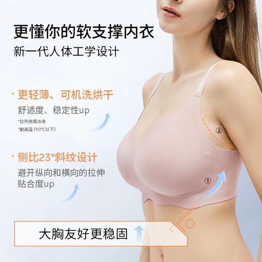 奶糖派线雕软支撑果冻条大胸侧收提拉文胸隐形无痕光面内衣 商品图1